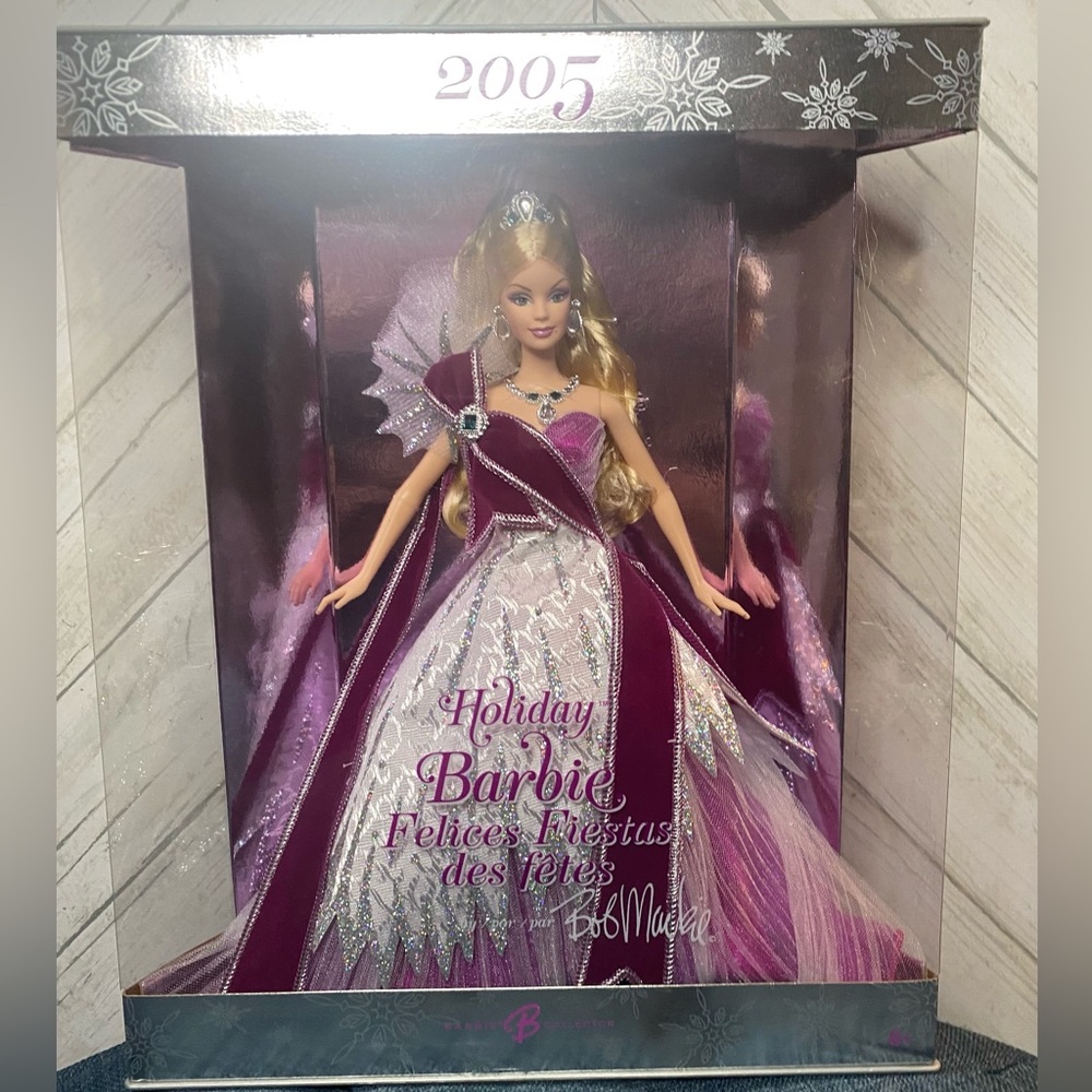 2005 Barbie Holiday Doll in Pink and Silver Dress